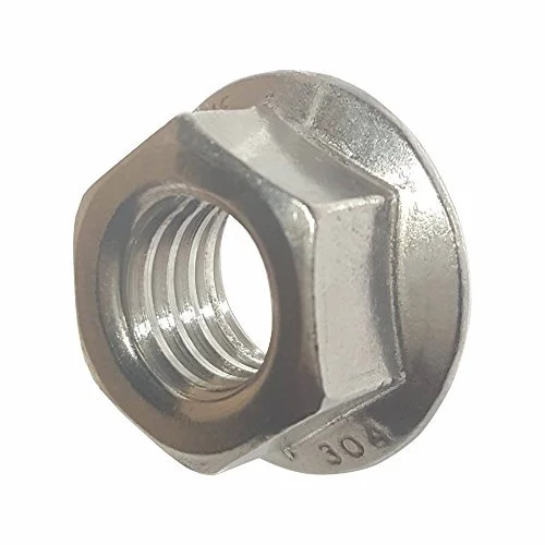 Fastenere Serrated Flange Nuts – #8-32 (100 Pack), Durable Stainless Steel 18-8 Hex Lock Hardware Nuts, Corrosion-Resistant, Coarse Plain Finish for Home, Automotive & Industrial Use