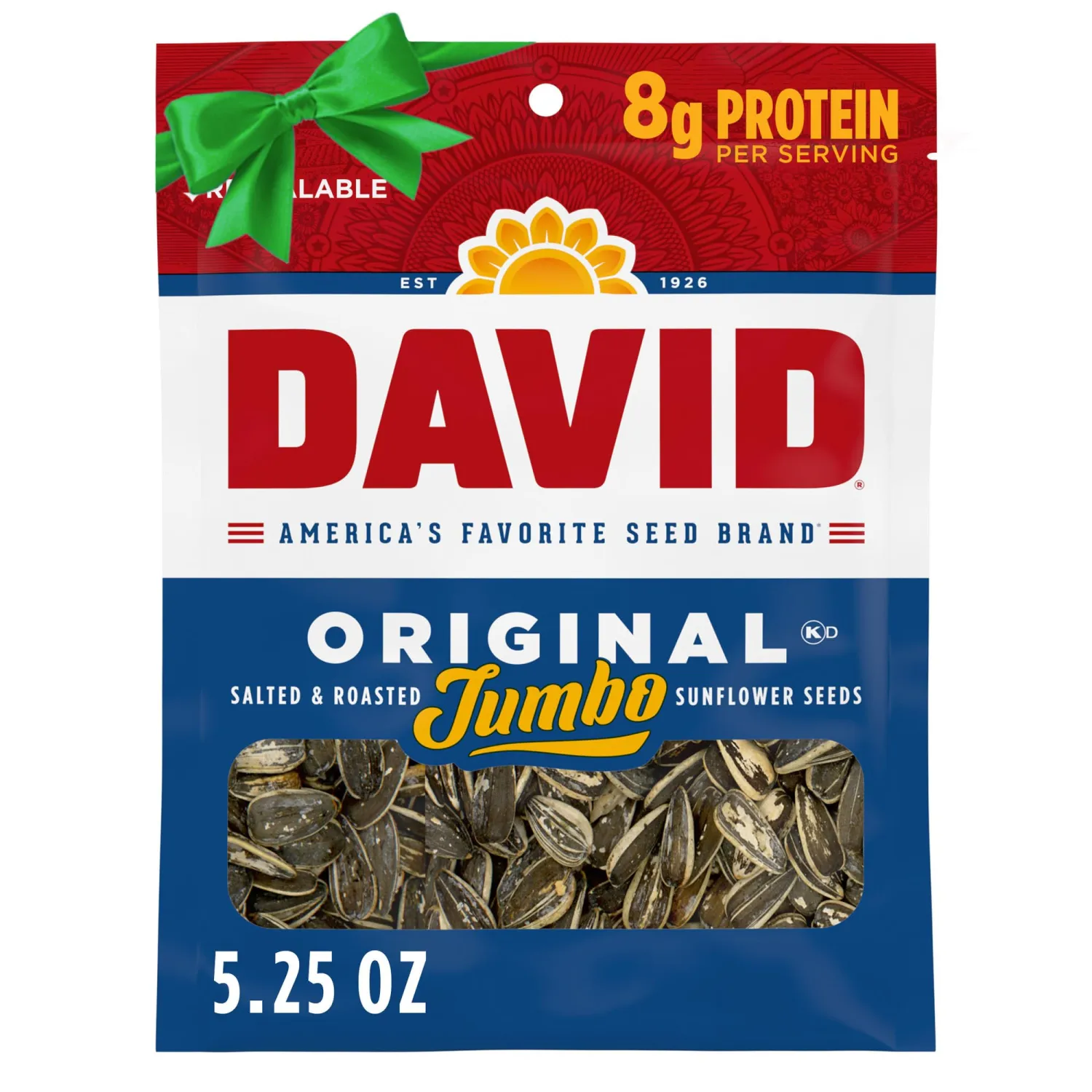 DAVID Jumbo Sunflower Seeds, Original Flavor, Stocking Stuffer, 5.25 oz.