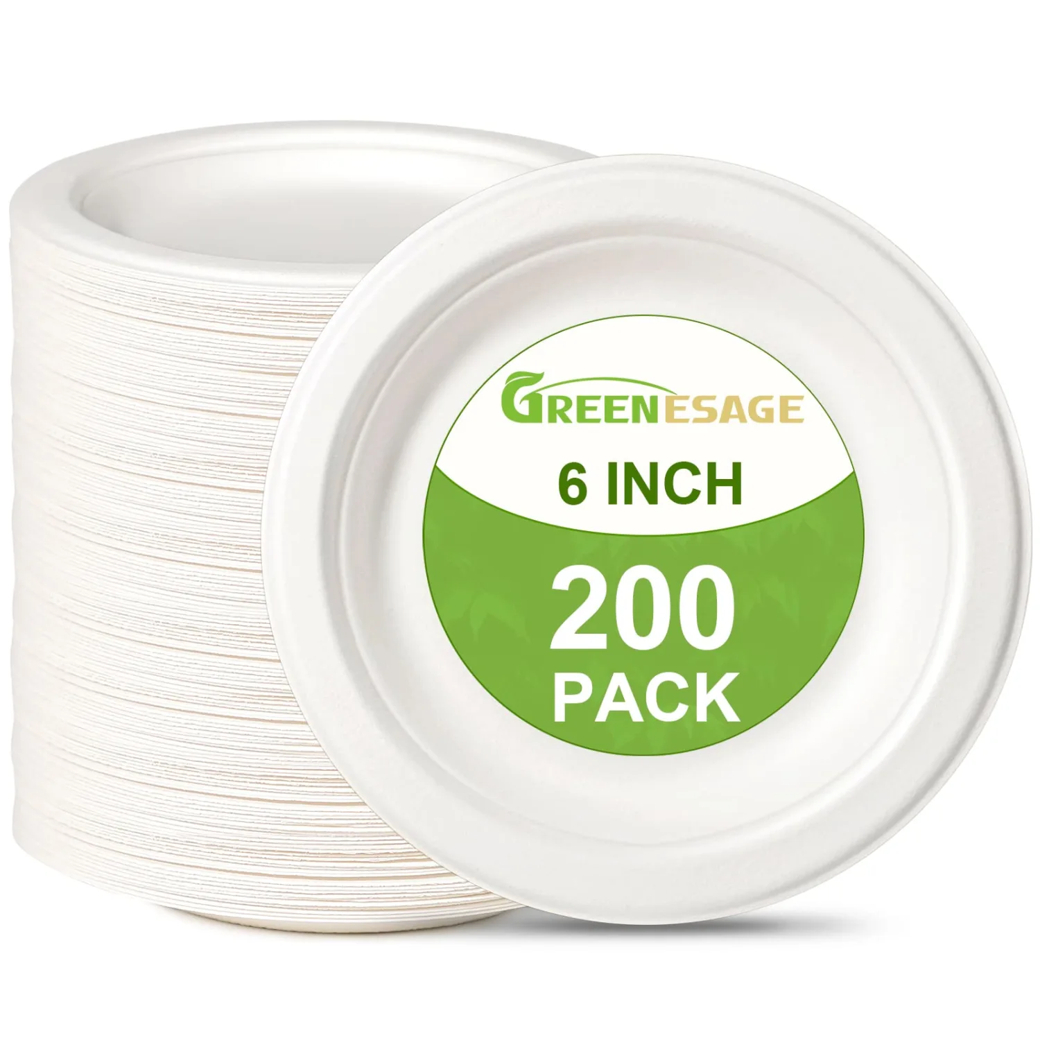 Small Paper Plates 6 inch, 200 Pack Compostable Disposable Plates for Dessert, Cake, Appetizer