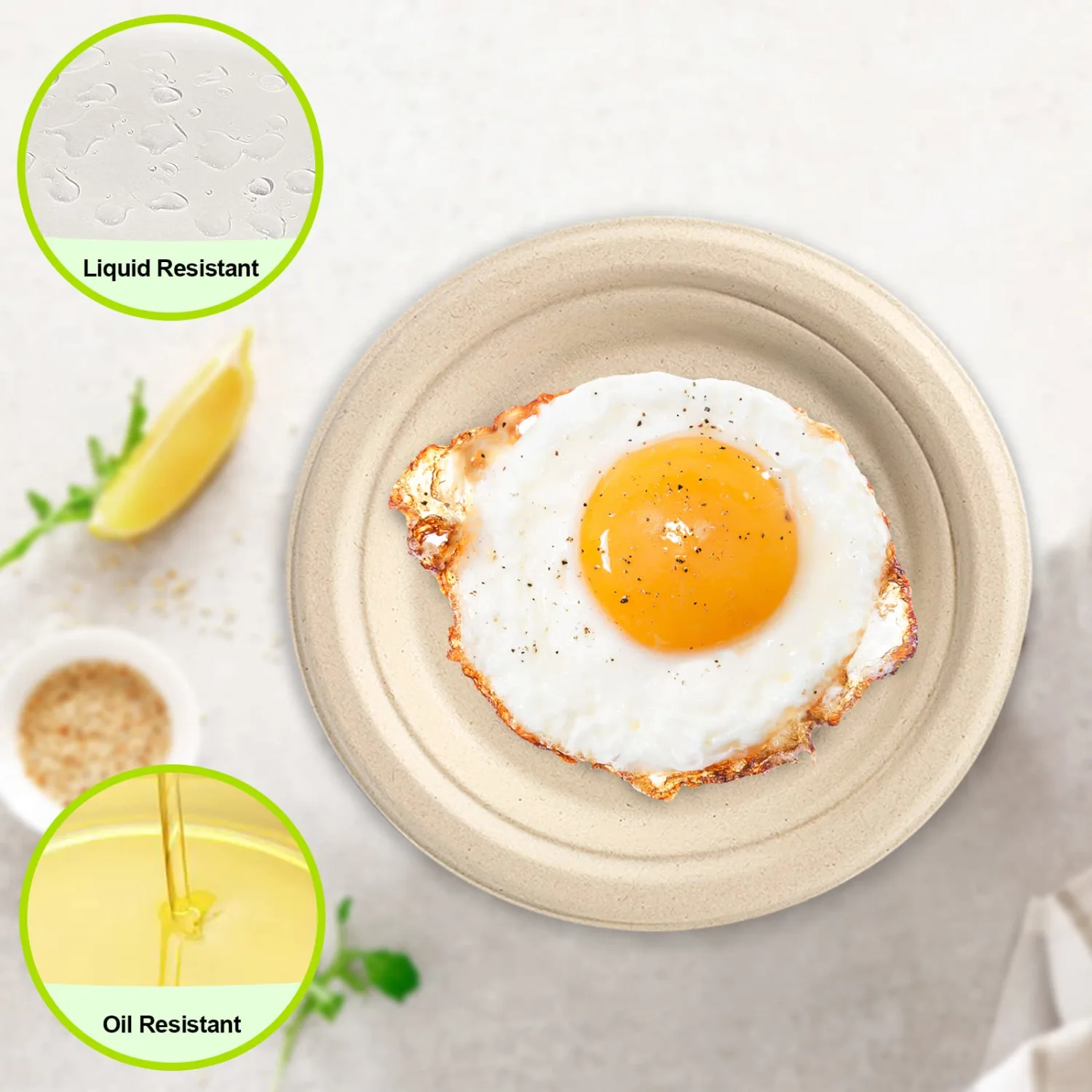 Small Paper Plates 50 Pack, 7 inch Dessert Paper Plates, 100% Compostable Plates Natural Recycled Paper Plates, Disposable Brown Paper Plates