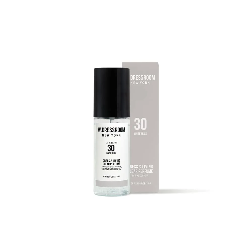 W.Dressroom No.30 White Musk Dress & Living Clear Perfume (2.36 oz) – Fresh Scent for Clothes, Fabrics, Carpets & Rooms, Natural Odor Eliminator, Eco-Friendly, Water-Based