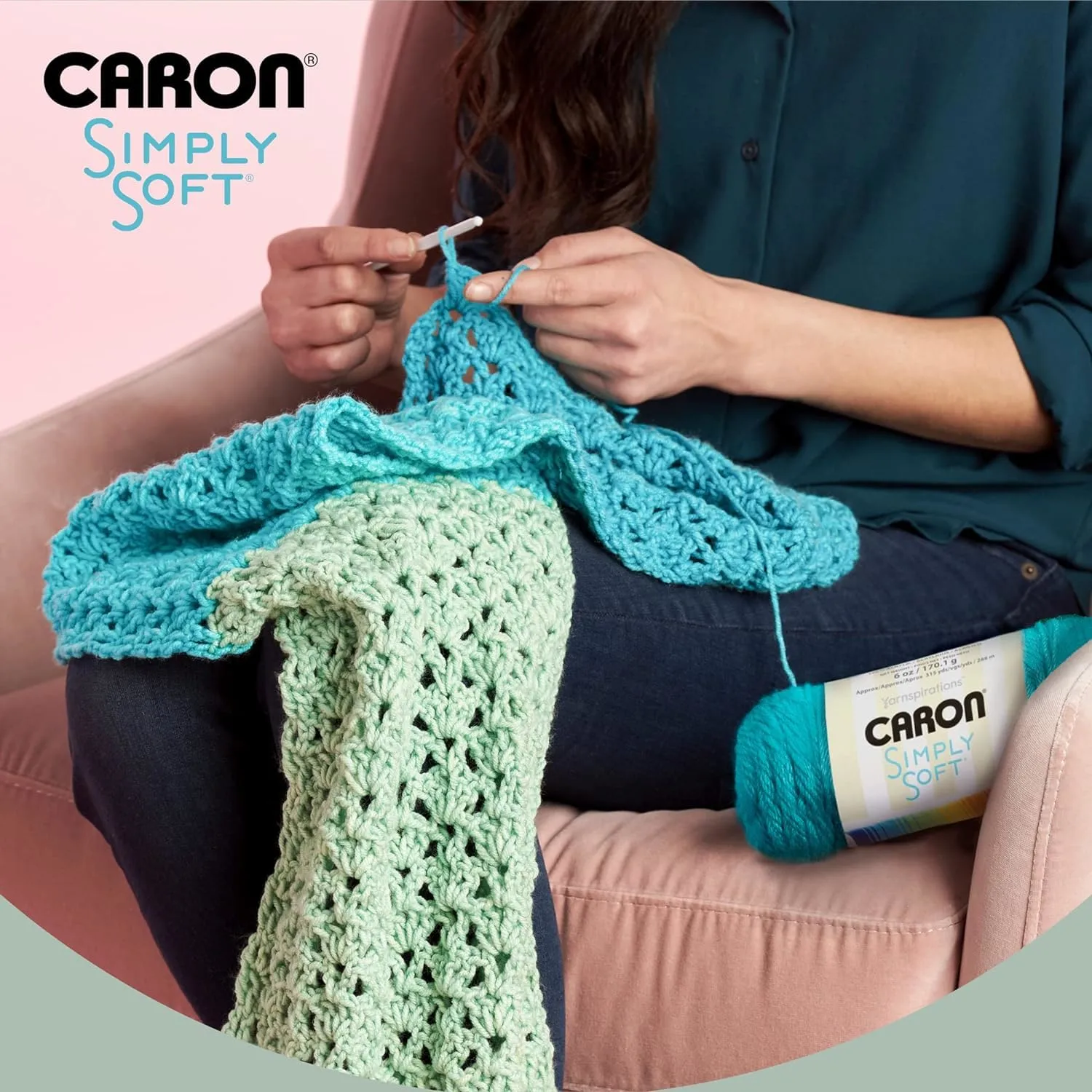 Caron Simply Soft Paints Yarn (4) Medium Worsted Gauge 100% Acrylic - 5oz - Oceana - Machine Wash & Dry