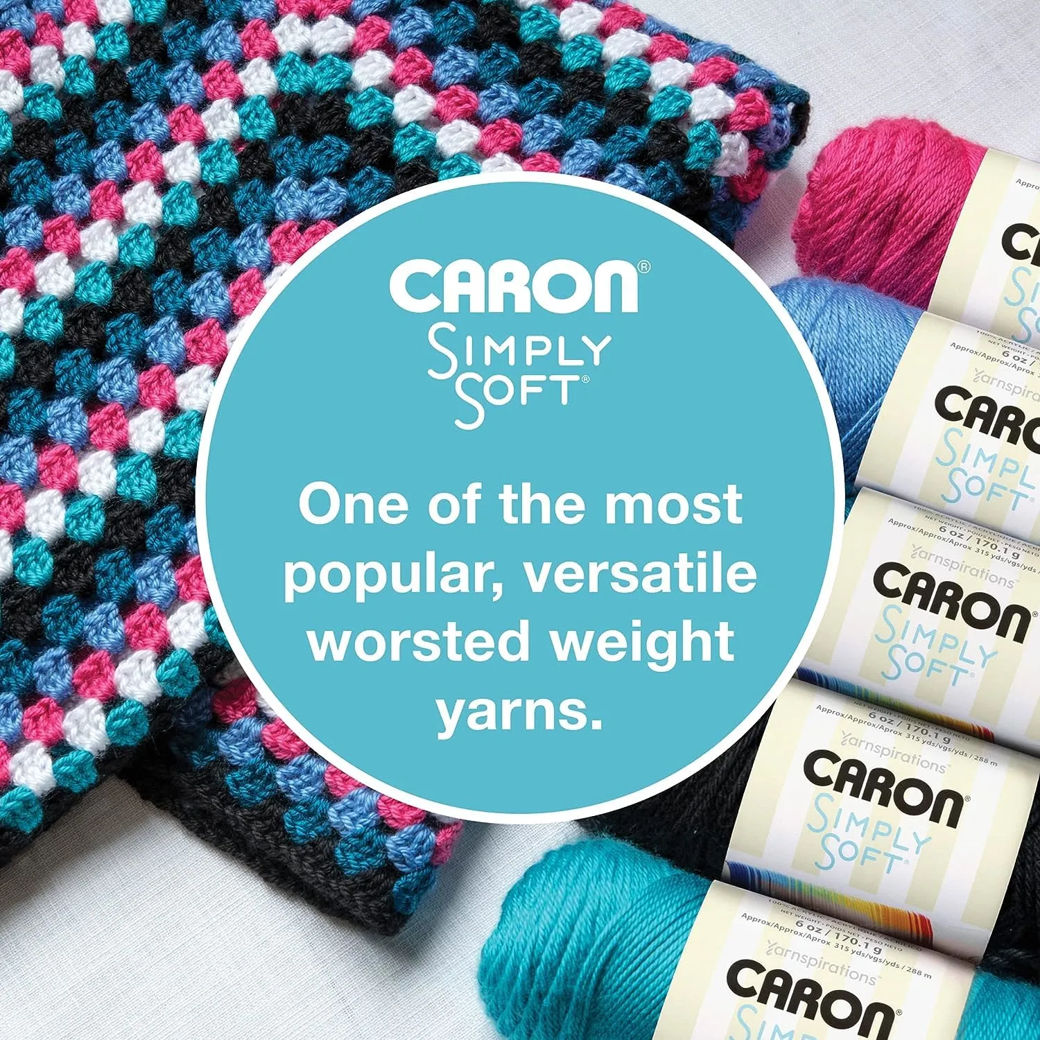Caron Simply Soft Paints Yarn (4) Medium Worsted Gauge 100% Acrylic - 5oz - Oceana - Machine Wash & Dry
