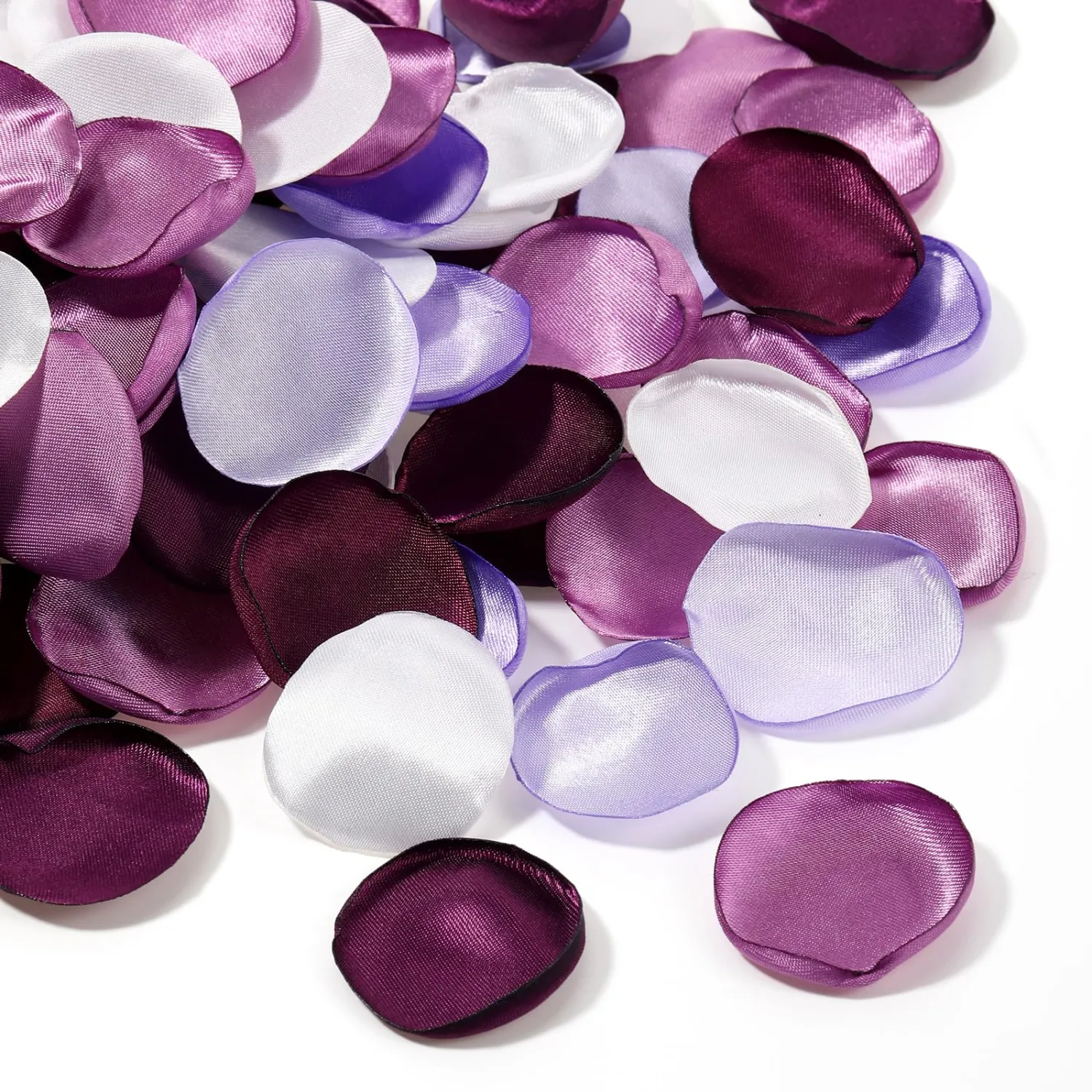 Tigeen 600 Pcs Silk Rose Petals Artificial Flower Petals for Wedding Flower Girl Basket Aisle Scatter Dinner Centerpieces Party Bridal Shower Romantic Night Decor (Purple,White)