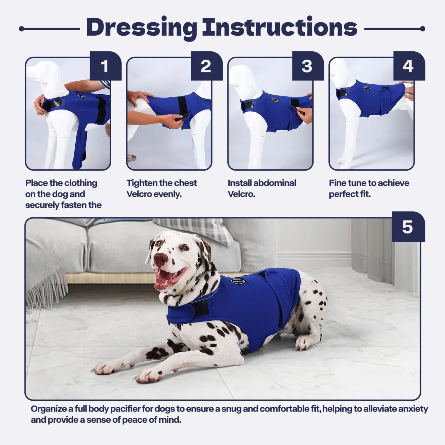 Dog Anxiety Vest and Shirt, Skin-Friendly Calming Shirt - Thunder Jacket for Pet Vet Visits - Dog Jacket for Thunder, Fireworks, Anti Anxiety Vest for Pet Without Medicine & Training
