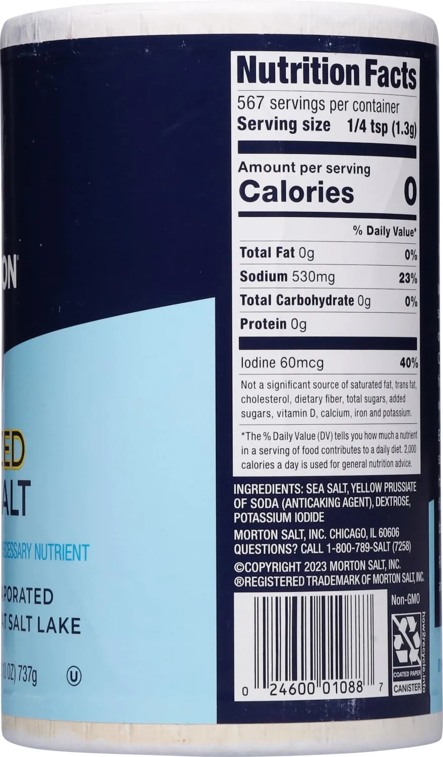Morton Iodized Sea Salt Round, 26oz, 2 Pack