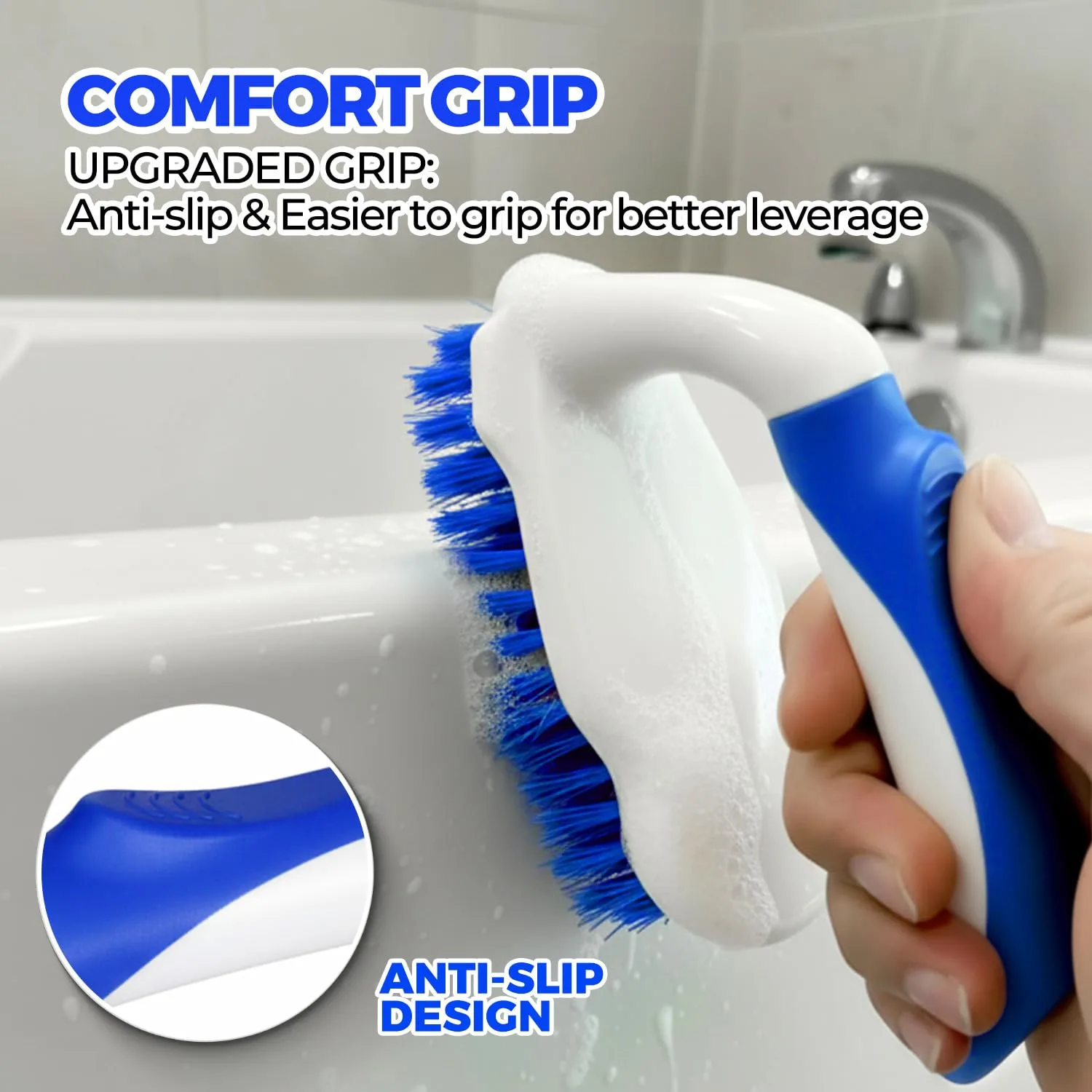 Scrub Brush - 6 Pack, Scrub Brushes for Cleaning, Heavy-Duty Scrub Brush, Stiff Bristles Cleaning Brush, for Kitchen, Bathtub, Floor and Wall Surfaces, Blue