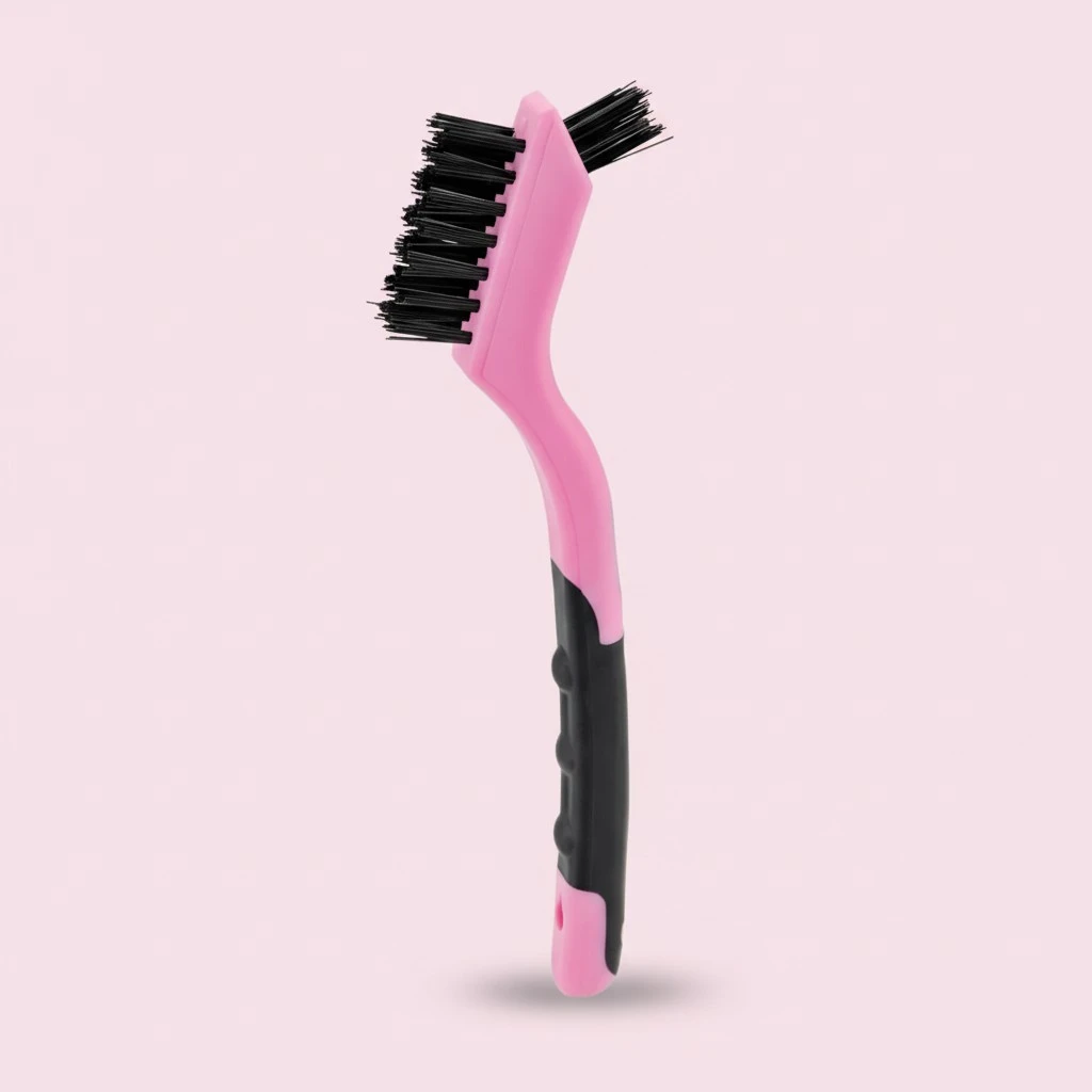MAXMAN Small Cleaning Brush, Nylon Cleaning Brush 3-Pack, Hard Bristle Crevice Cleaning Brush, 7" Deep Clean Detailing Tools, Small Cleaning Brushes for Tight Spaces, Soft Nylon Bristles Brush, Pink