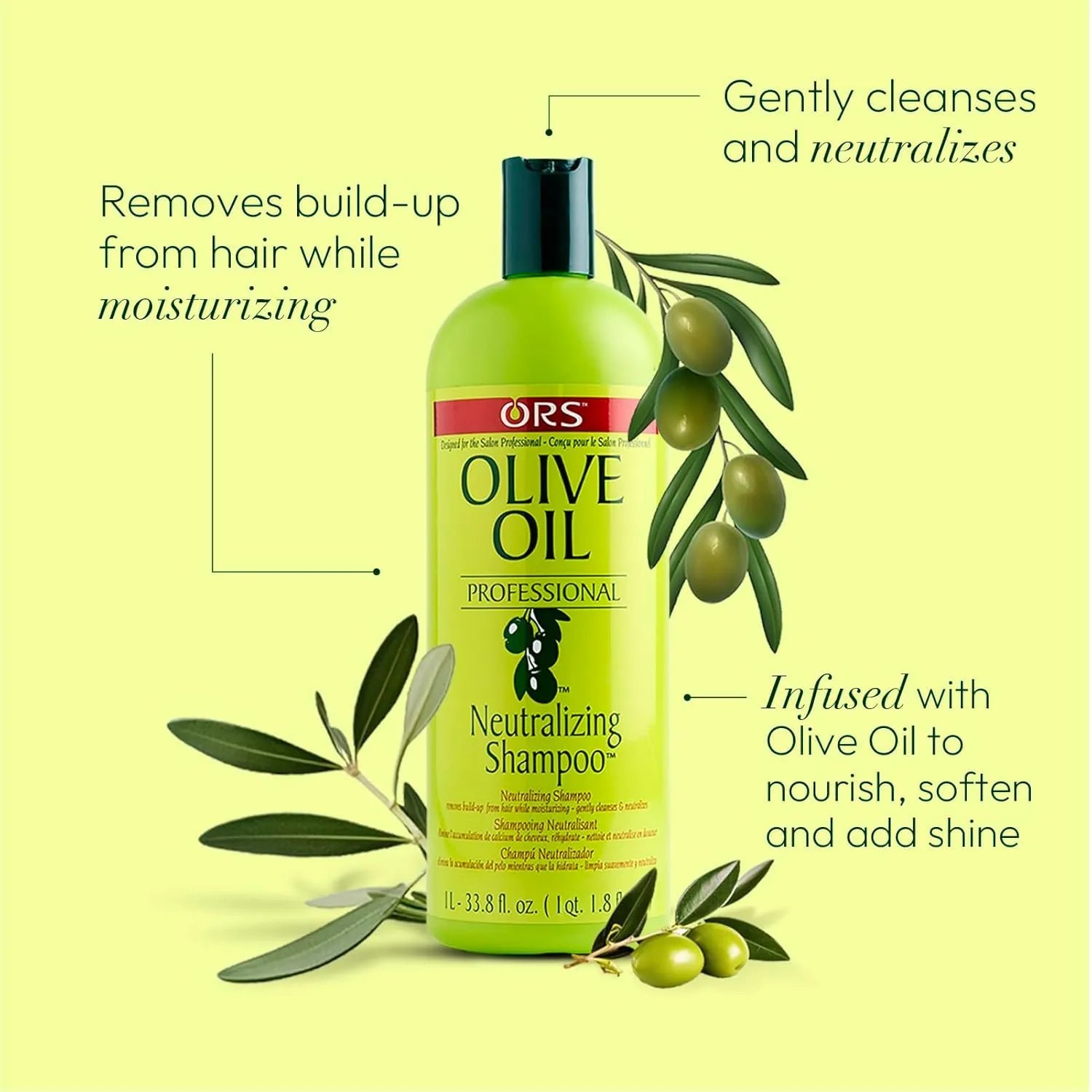 ORS Olive Oil Professional Neutralizing Shampoo to Nourish, Soften & Add Shine 33.8 Ounces