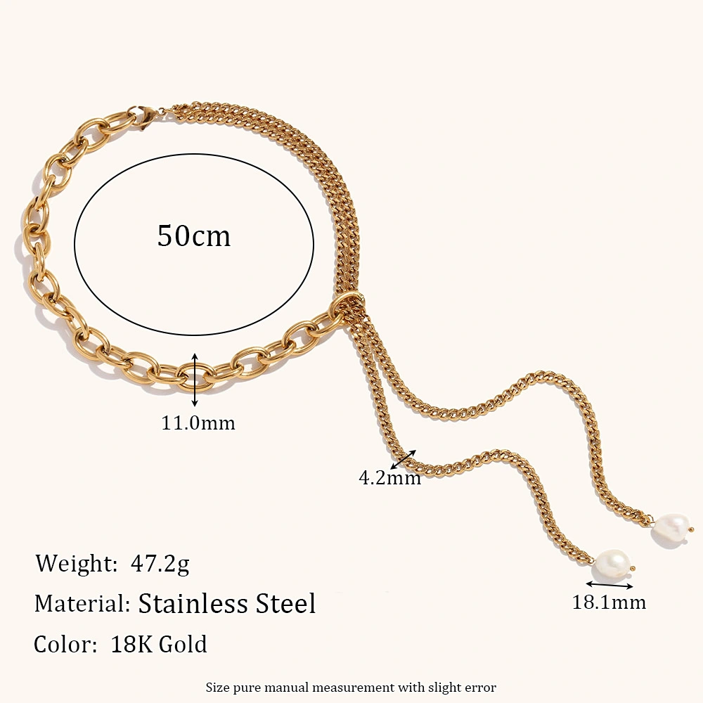 Simple Stainless Steel 18K Gold Plating Double-layer Necklace