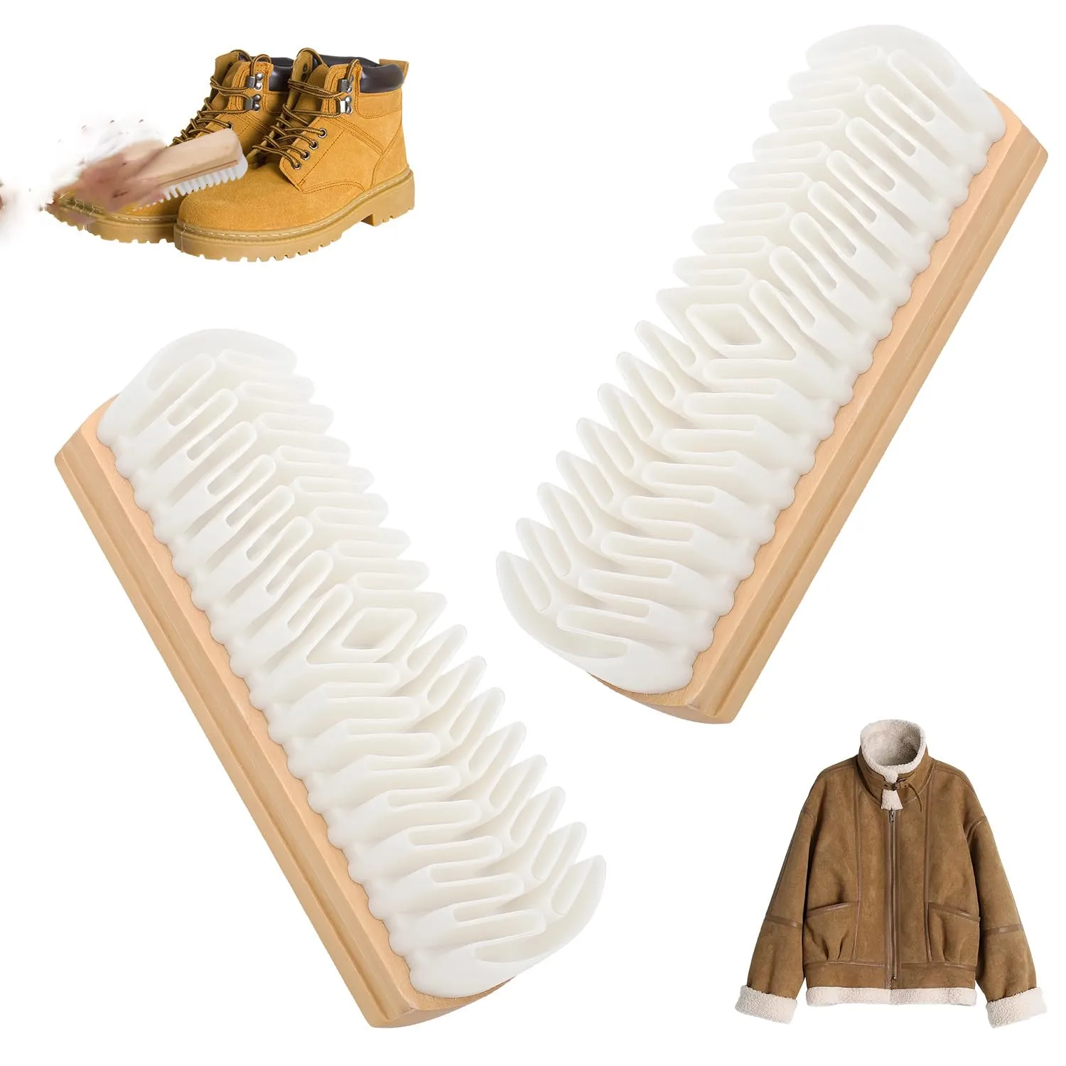 2 Pcs Suede Shoe Brush and Eraser, 2025 New Suede Brush and Eraser with Soft Bristle Brush,Soft Suede Shoe Brush Cleaner for Shoes, Bags, Jacket, Purse, Sofa with Wooden Handle