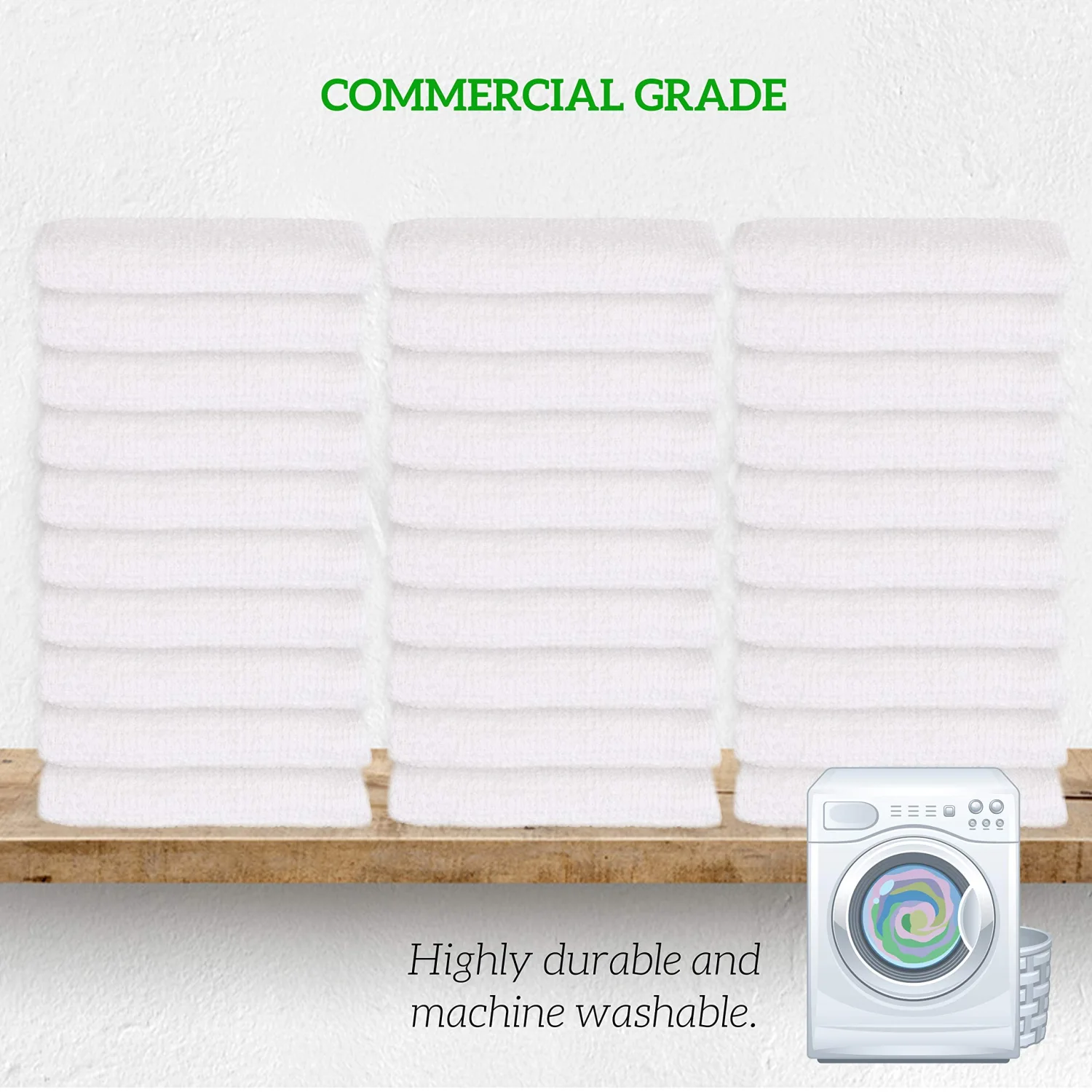 GREEN LIFESTYLE 50-Pack Cotton Wash Cloths – 14"x17" Absorbent Cleaning Rags for Housekeeping, Kitchen Towels, Bar Mop Towels, Durable Terry Cloth Rags, Premium Quality Multipurpose Washcloths