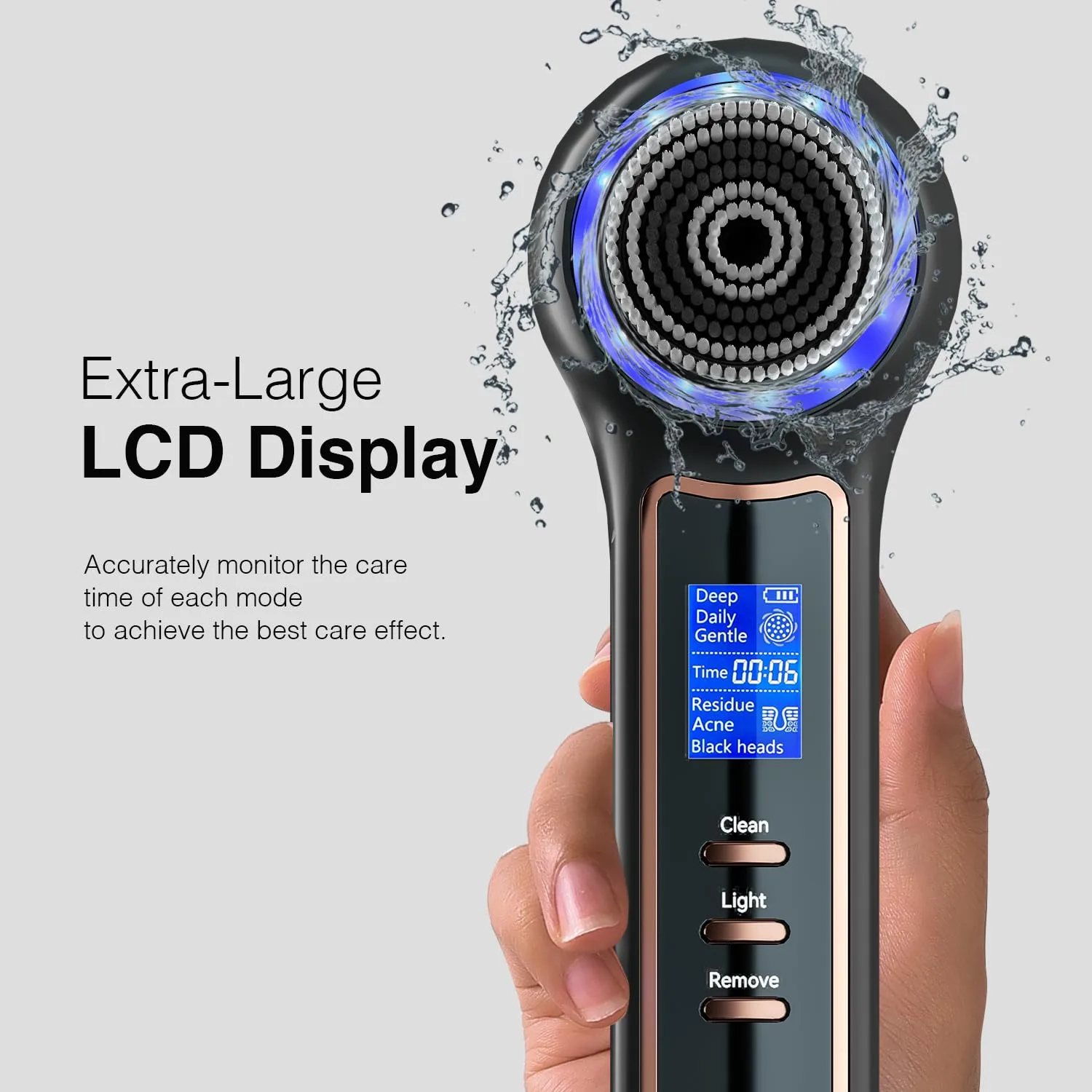 Face Scrubber Exfoliator with LCD Screen,Rechargeable Facial Cleansing Brush IPX7 Waterproof 3 in 1 Blackhead Remover Vacuum for Exfoliating,Massaging and Deep Pore Cleansing