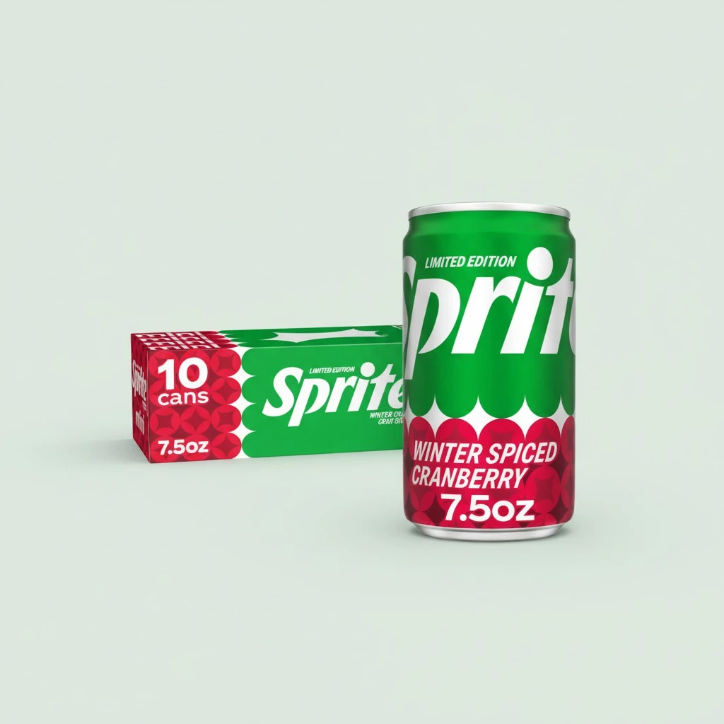 Sprite Winter Spiced Cranberry Soda Soft Drink Fridge Pack, 7.5 fl oz Mini Cans, 10 Pack