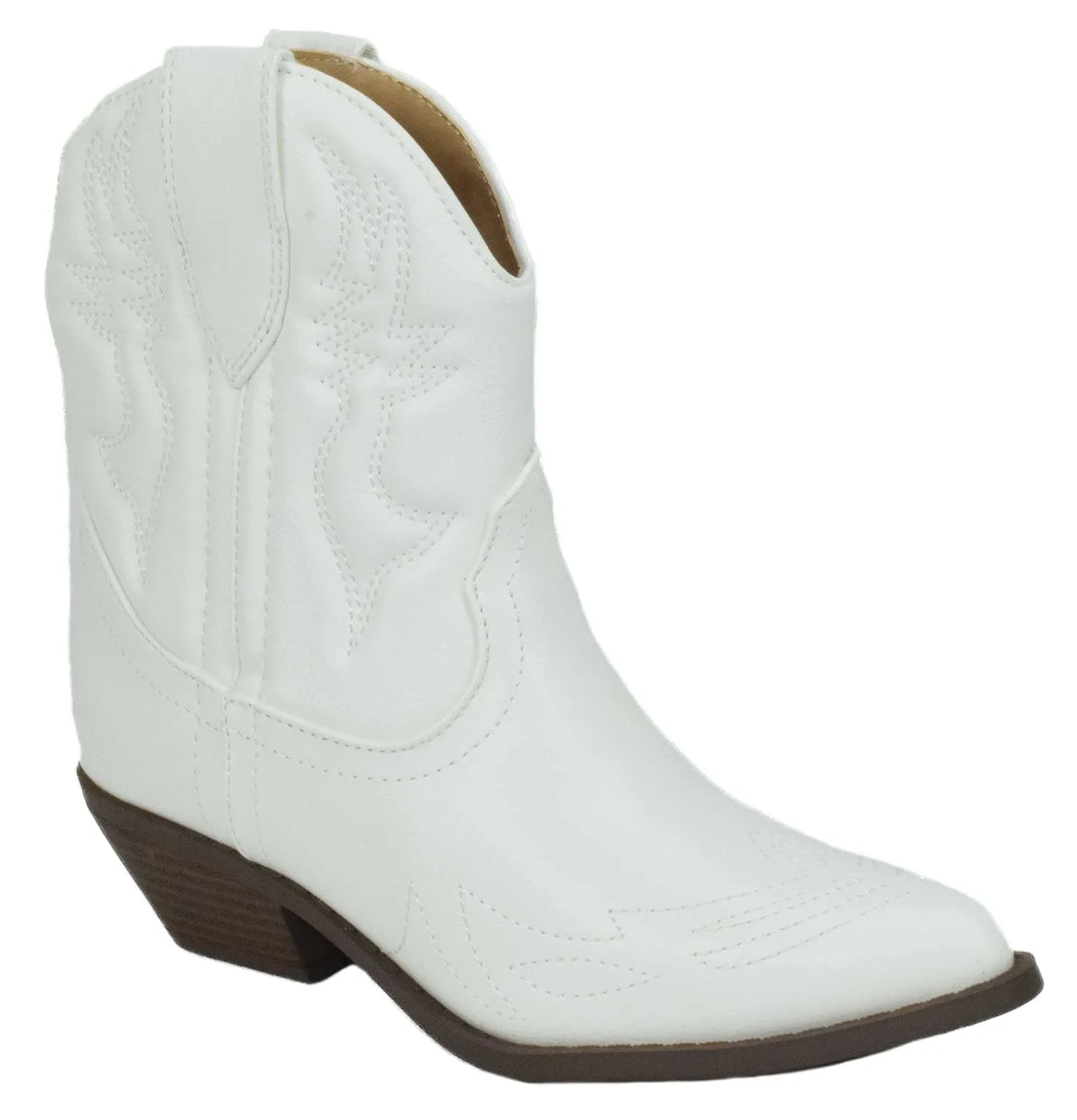 Soda Women Cowgirl Cowboy Western Stitched Ankle Boots Pointed Toe Short Booties Rigging-S (Wide Fit Available)