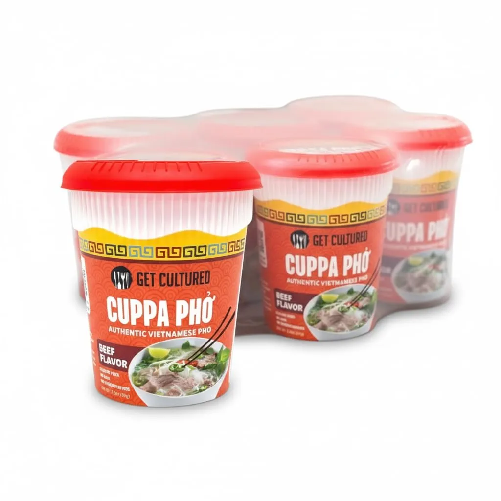 Get Cultured Instant Beef Pho Noodle Soup - Authentic Vietnamese Cuppa Pho with Spices & Dried Herbs | Premium Microwavable Noodle Soup, Gluten Free & Low Sodium 3.0 oz (6-Pack)