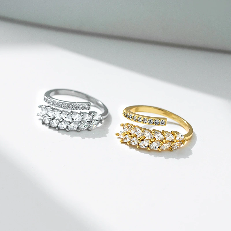 Exquisite Wheat Open-end Zircon Ring