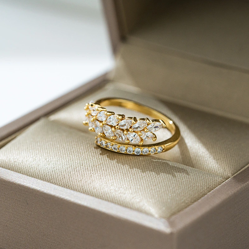 Exquisite Wheat Open-end Zircon Ring