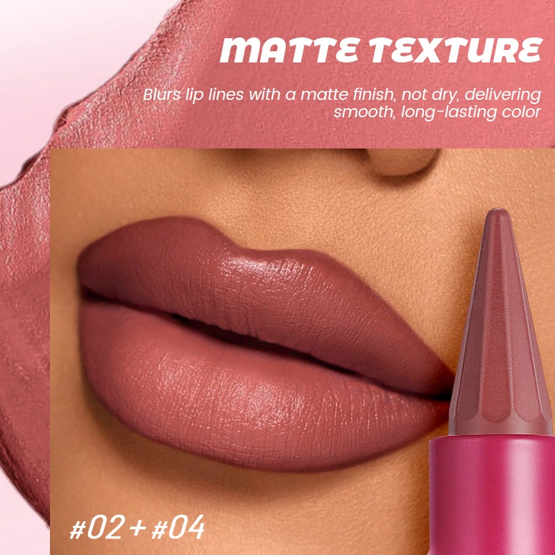Matte Finish Lipstick Lip Liner Two-in-one