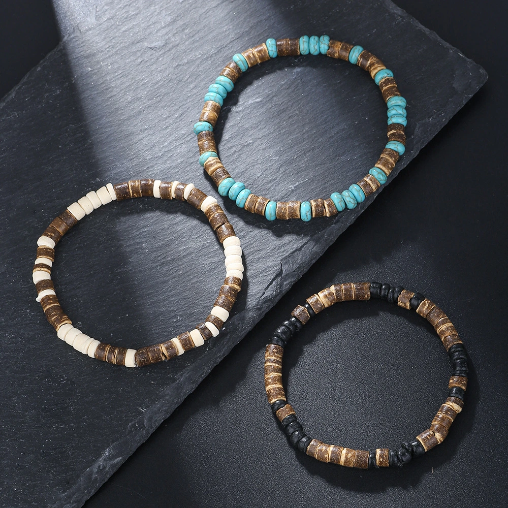 Simple Turquoise Wooden Bead Bracelet