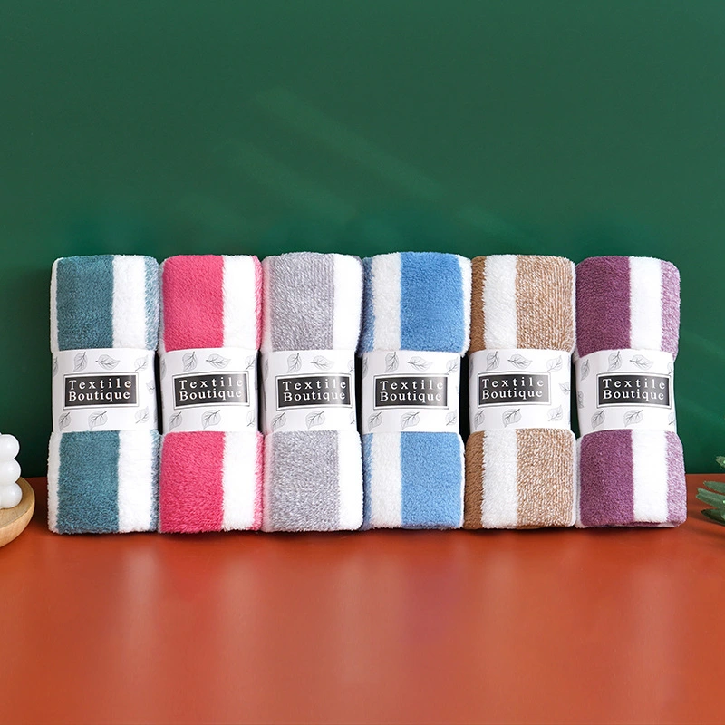 Five Pack Ultra-fine-meshed Thickening Striped Absorbent Towel