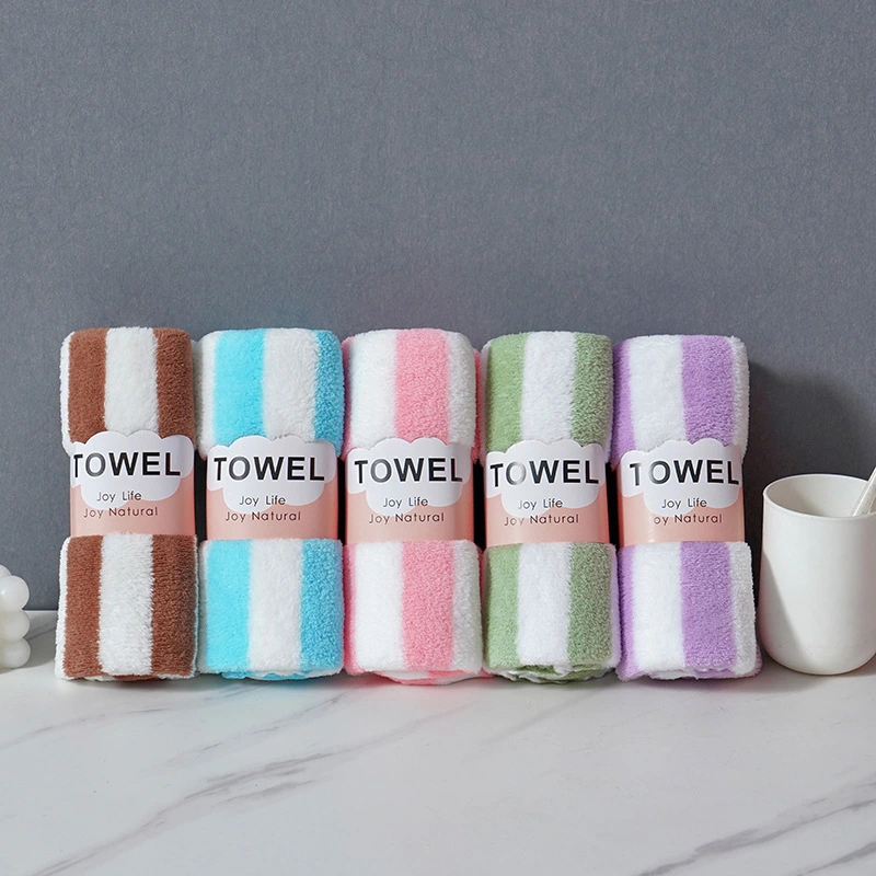 Five Pack Ultra-fine-meshed Thickening Striped Absorbent Towel