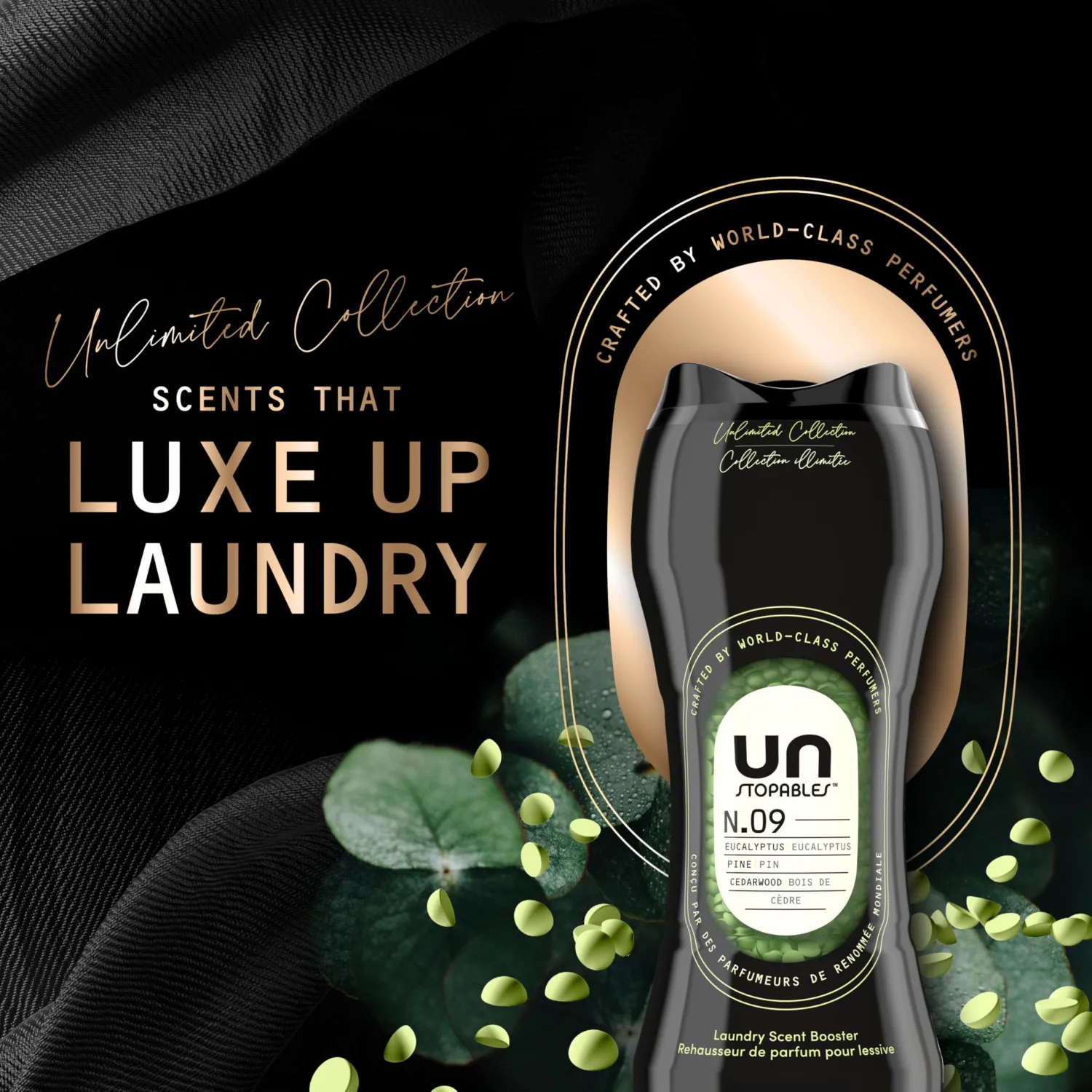 Downy Unstopables Unlimited Collection In-Wash Laundry Scent Booster Beads, No. 09, Fine Fragrance, Long-Lasting Fresh Scent Beads, 10.7 oz