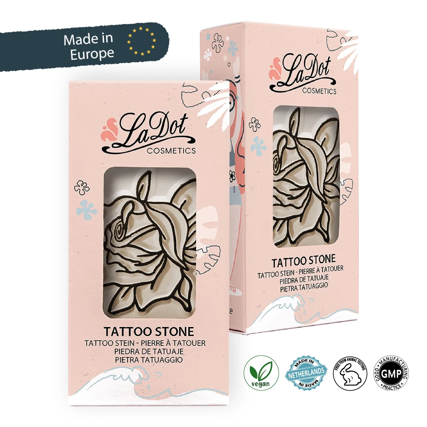 LaDot Temporary Tattoo Stamp– Easy-to-Use Reusable Ceramic Skin Stamp for Creating Custom Temporary Tattoos – Fun Body Art Tool for Parties, Events, and Festivals (Rose, Large)