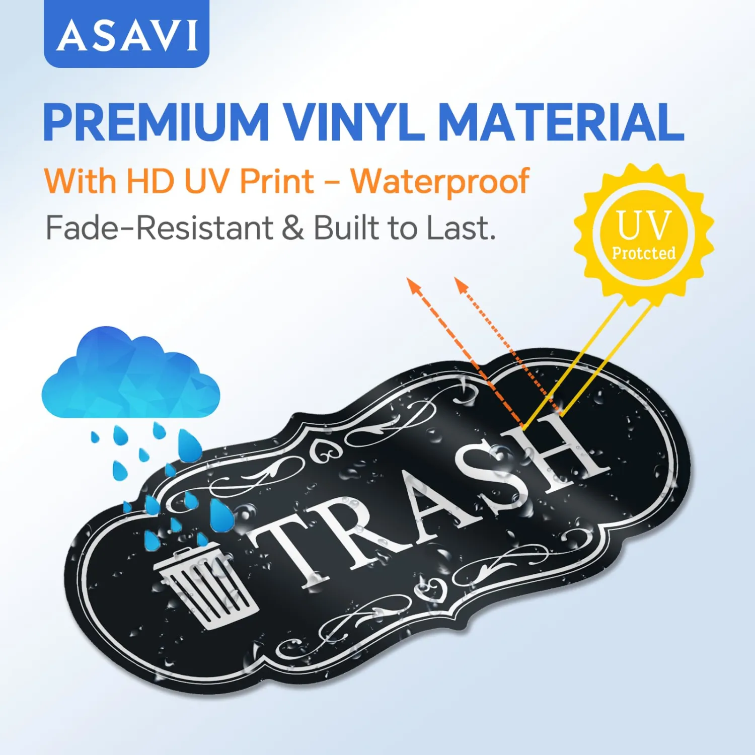 Trash & Recycle Stickers – 2-Pack Self-Adhesive Vinyl Labels, Waterproof & Durable (Black, Medium 6.3 x 2.7 inches)