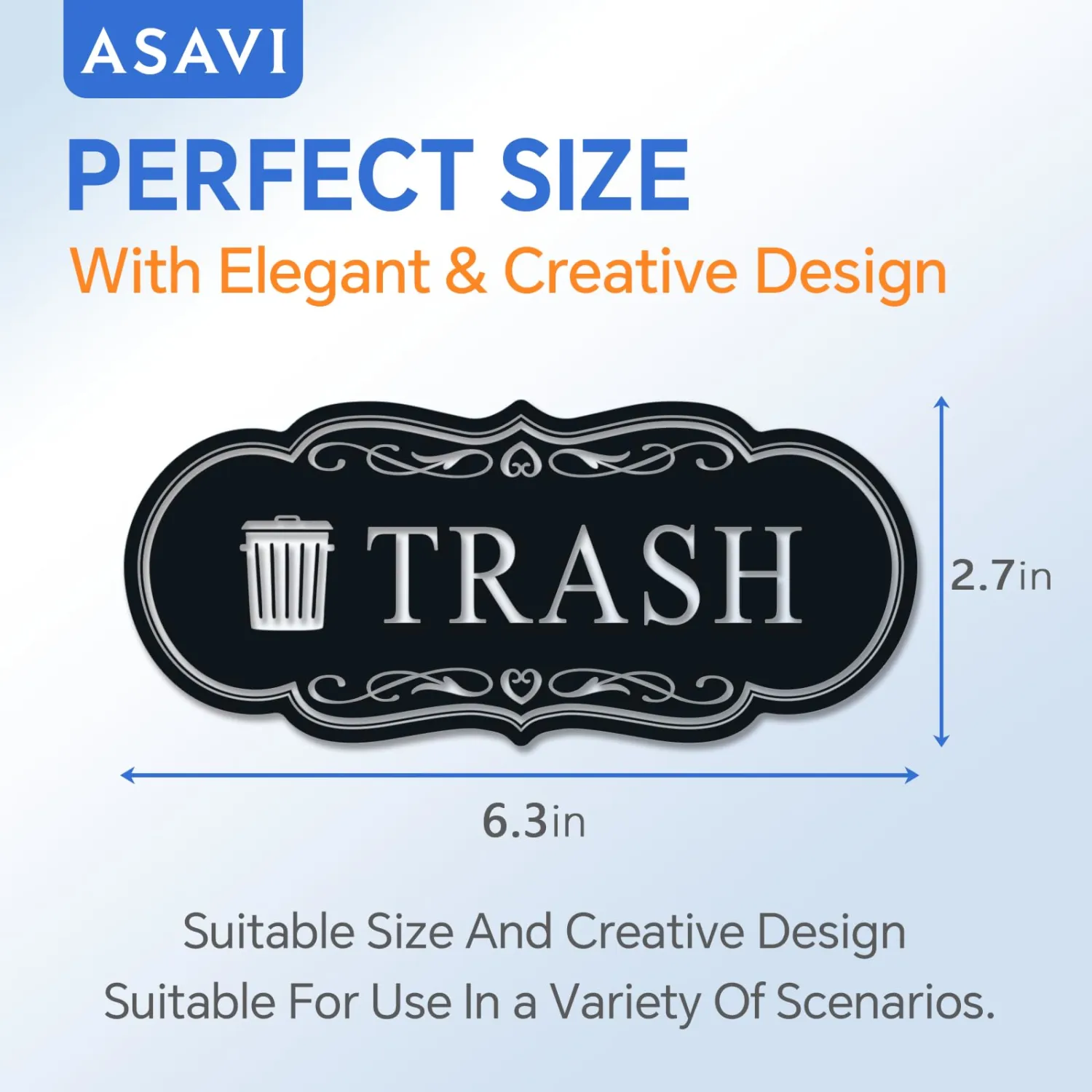 Trash & Recycle Stickers – 2-Pack Self-Adhesive Vinyl Labels, Waterproof & Durable (Black Background with Transparent Text, Medium 6.3 x 2.7 inches)