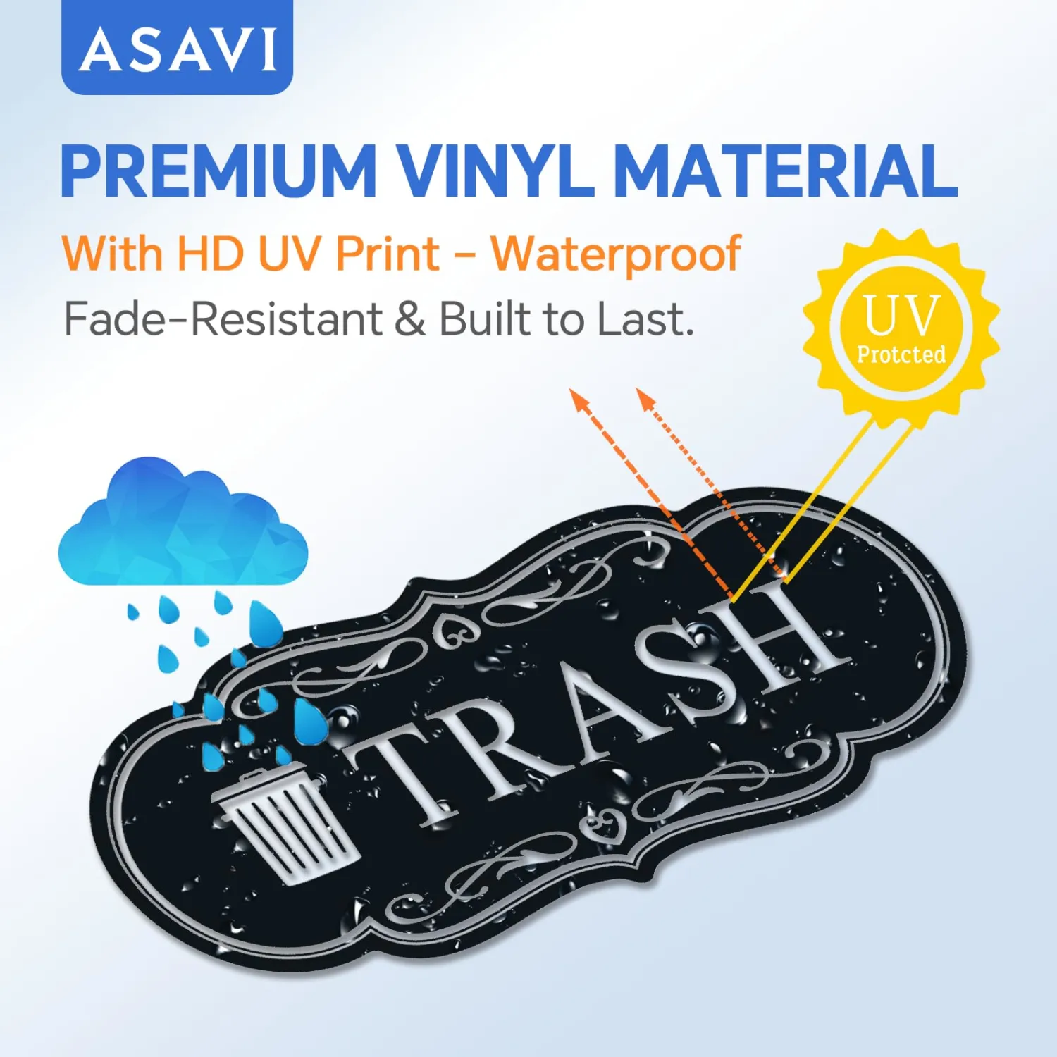 Trash & Recycle Stickers – 2-Pack Self-Adhesive Vinyl Labels, Waterproof & Durable (Black Background with Transparent Text, Medium 6.3 x 2.7 inches)