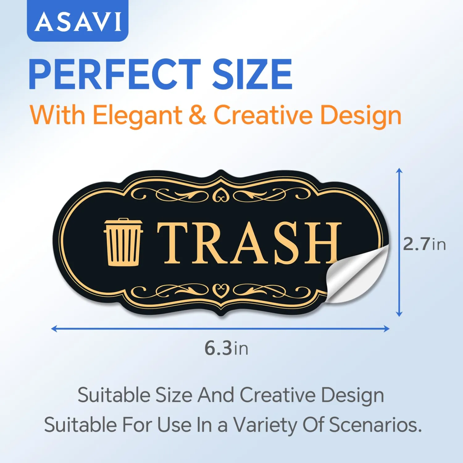 Trash & Recycle Stickers – 2-Pack Self-Adhesive Vinyl Labels, Waterproof & Durable (Black Gold, Medium 6.3 x 2.7 inches)