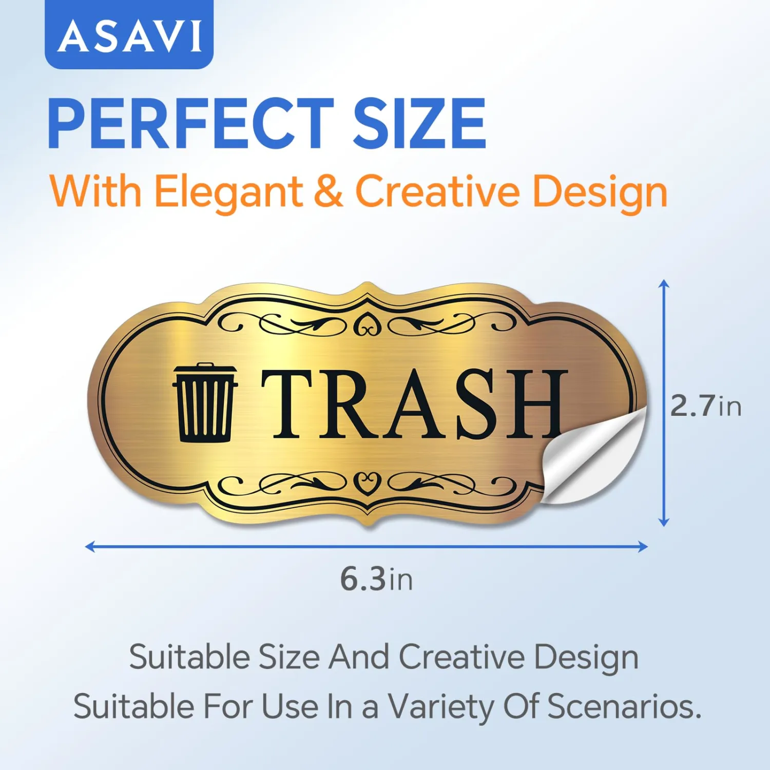 Trash & Recycle Stickers – 2-Pack Self-Adhesive Vinyl Labels, Waterproof & Durable (Brushed Gold Black, Medium 6.3 x 2.7 inches)