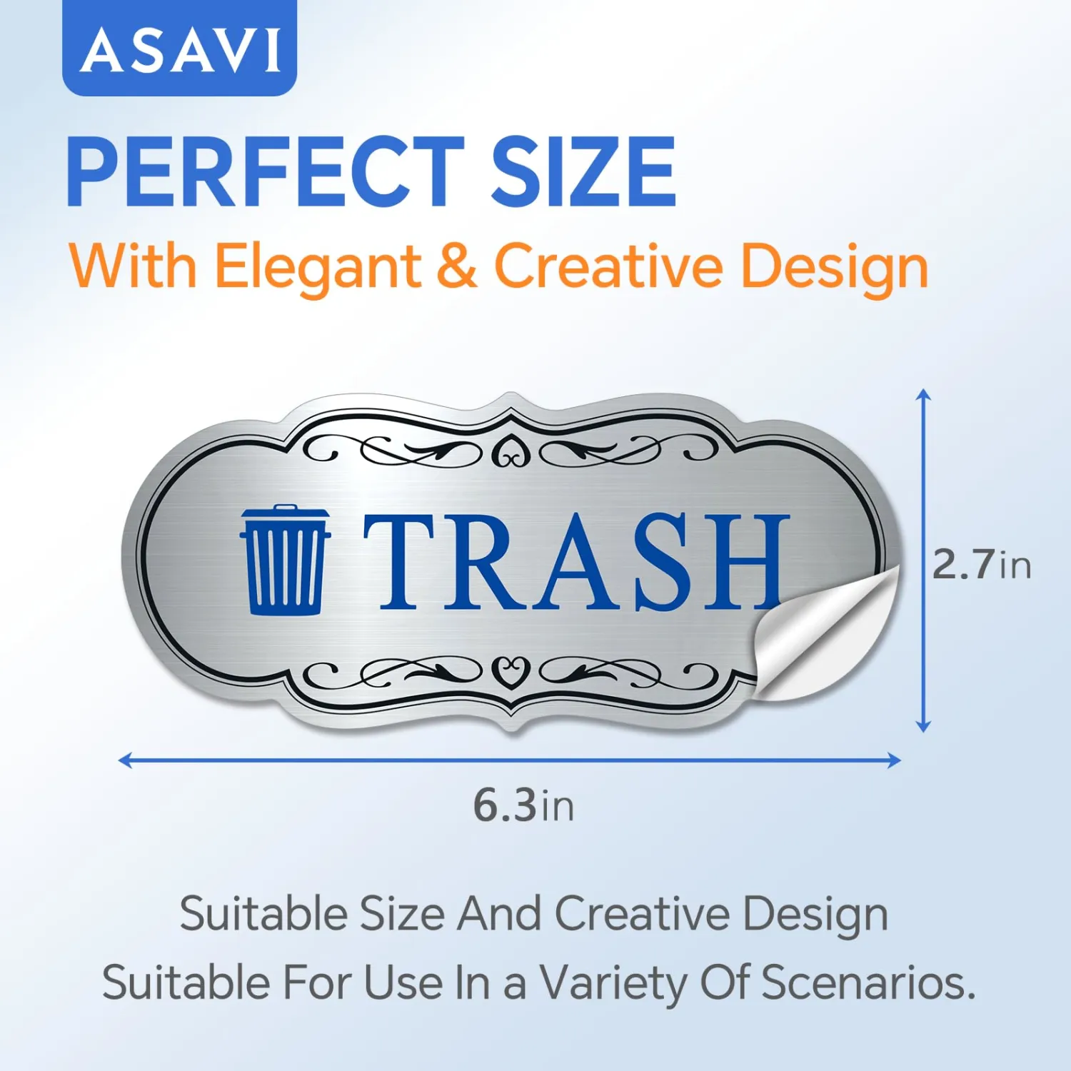 Trash & Recycle Stickers – 2-Pack Self-Adhesive Vinyl Labels, Waterproof & Durable (Brushed Silver Green Blue, Medium 6.3 x 2.7 inches)