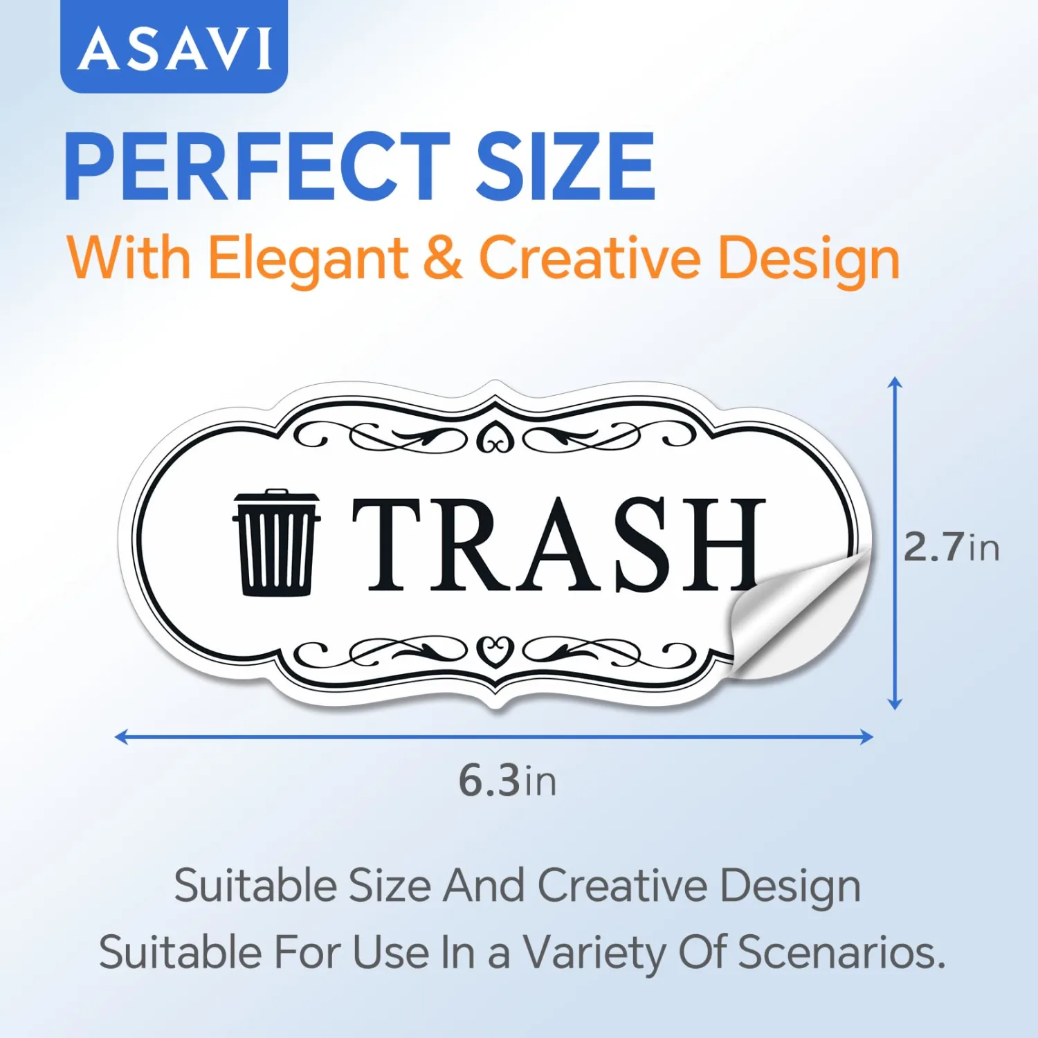 Trash & Recycle Stickers – 2-Pack Self-Adhesive Vinyl Labels, Waterproof & Durable (White, Medium 6.3 x 2.7 inches)