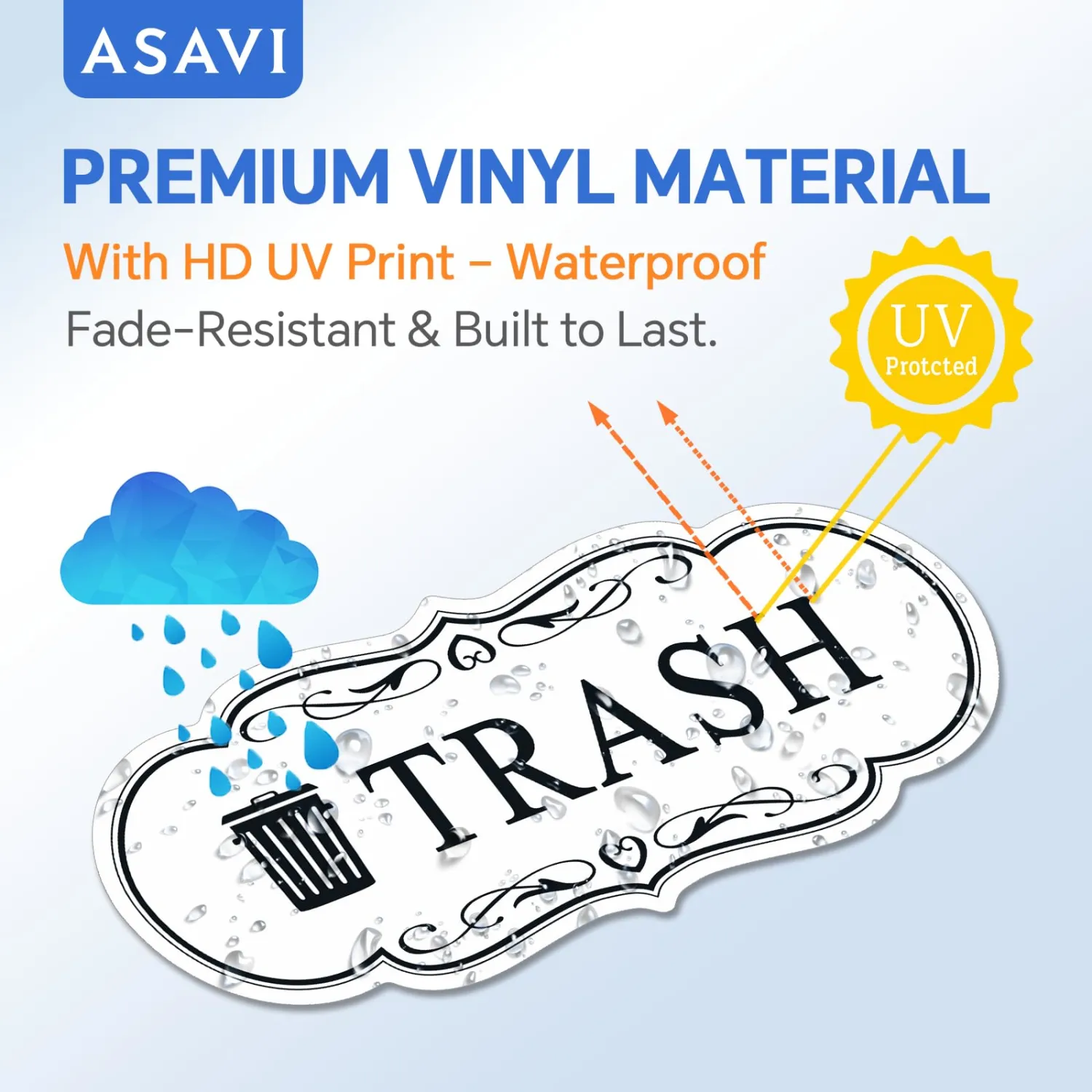 Trash & Recycle Stickers – 2-Pack Self-Adhesive Vinyl Labels, Waterproof & Durable (White, Medium 6.3 x 2.7 inches)