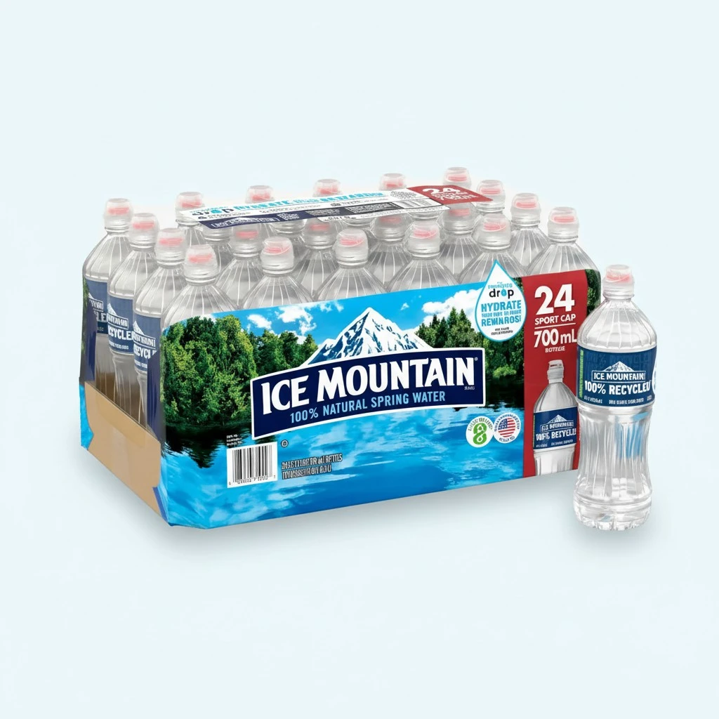 Ice Mountain Spring Water, 24 Pack – Refreshing Crisp Water – 23.7 fl oz Sports Bottle with Flip Cap