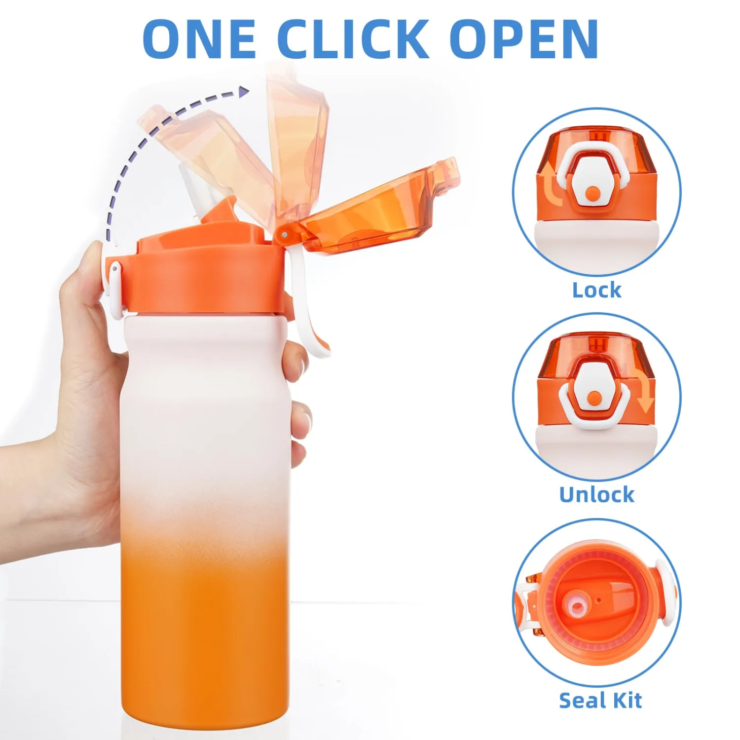 BJPKPK Stainless Steel Insulated Water Bottle with Straw Lid 18oz Reusable Metal Thermal Flask Bottles Keep Cold and Hot,Coral