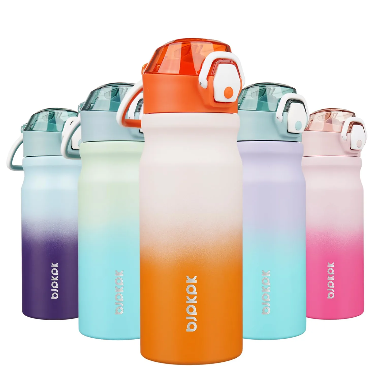 BJPKPK Stainless Steel Insulated Water Bottle with Straw Lid 18oz Reusable Metal Thermal Flask Bottles Keep Cold and Hot,Coral