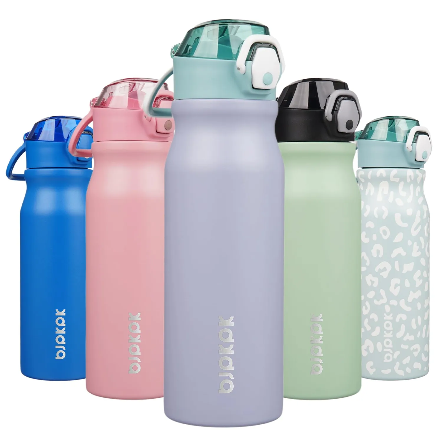 BJPKPK Stainless Steel Insulated Water Bottle with Straw Lid 25oz Reusable Metal Thermal Flask Bottles Keep Cold and Hot,Modern Blue