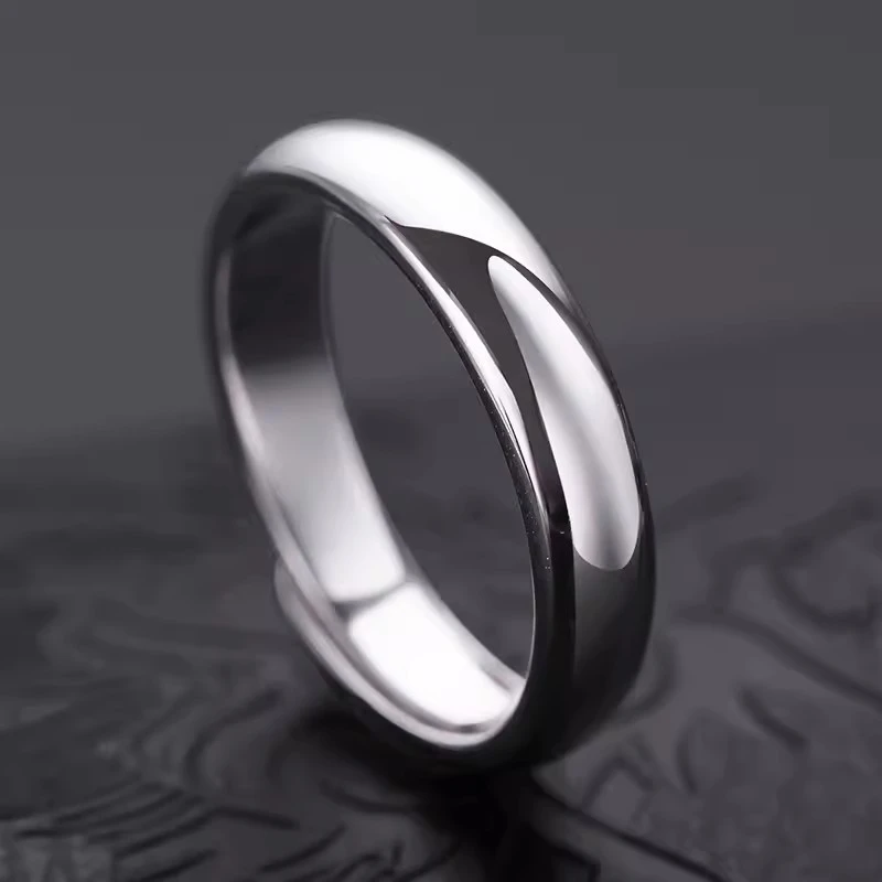 Simple S999 Pure Silver Glossy Simple Bracelet Ring
