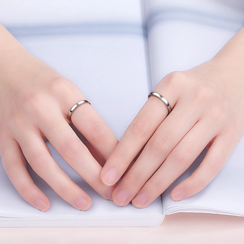 S925 Sterling Silver Glossy Simple Bracelet Couple Ring