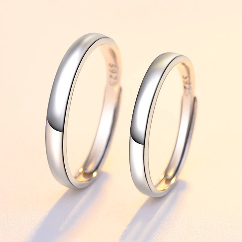 S925 Sterling Silver Glossy Simple Bracelet Couple Ring