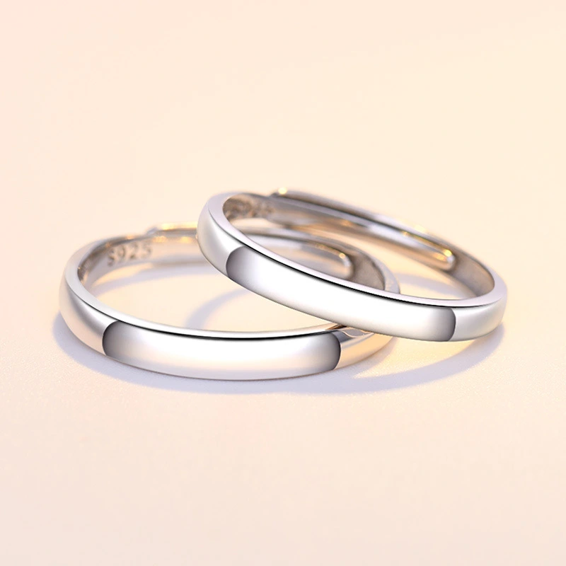 S925 Sterling Silver Glossy Simple Bracelet Couple Ring