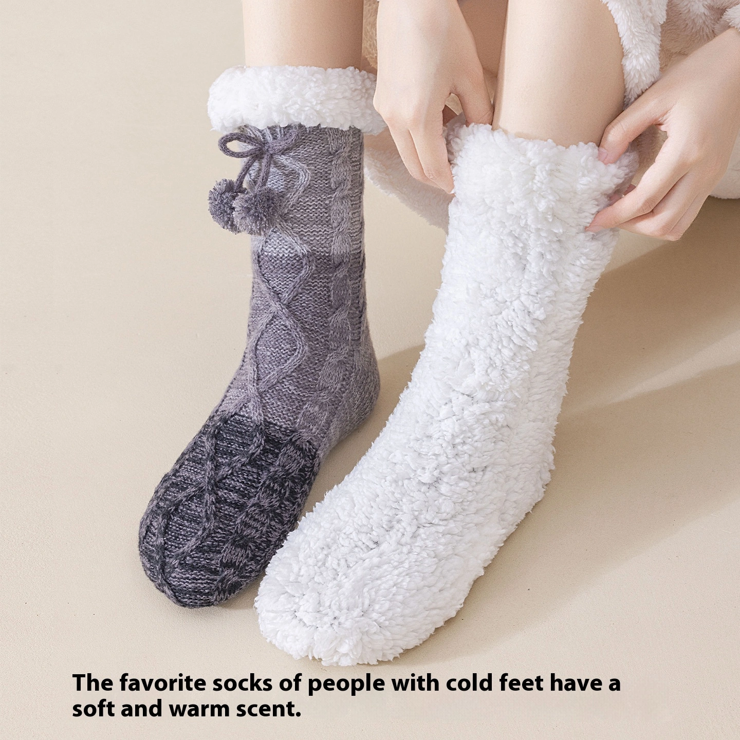 Lambswool Thickened Warm Mid-calf Length Socks Non-slip Floor Socks
