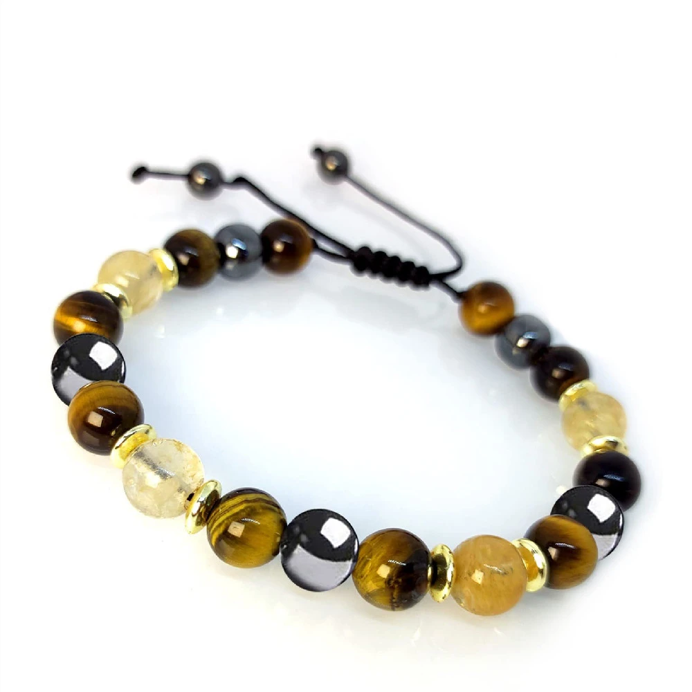 Agate Tiger Eye Lapis Lazuli Beaded Weave Bracelet