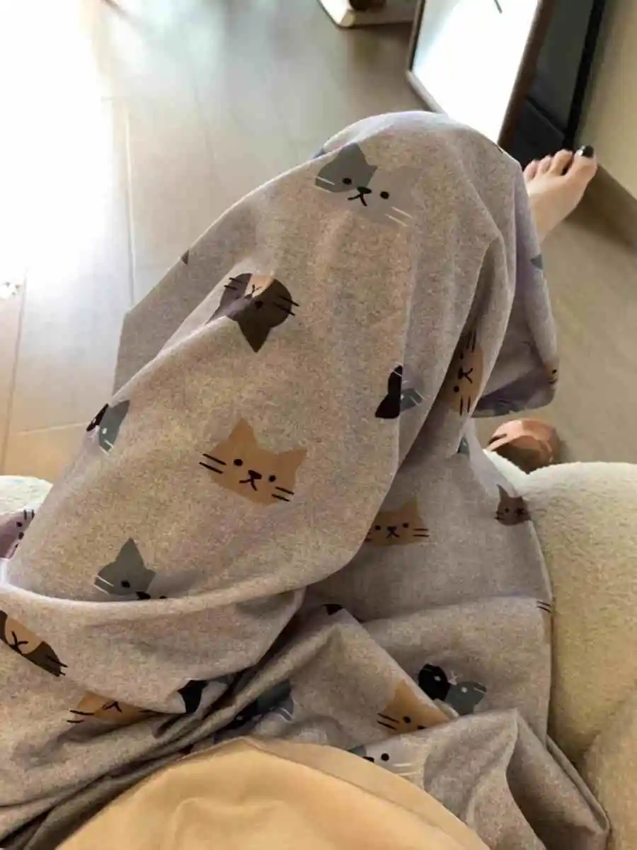 Cute Cat Print Pajama Pants Women's Plus Size Loose Casual Pants