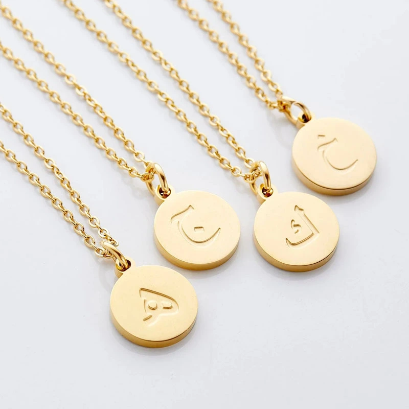 28 Letters Titanium Steel Round Stainless Steel Necklace