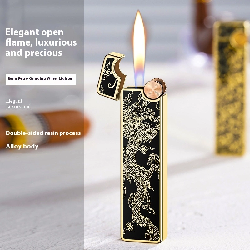 New Resin Slim Strip Creative Personality Metal Inflatable Grinding Wheel Flame Lighter