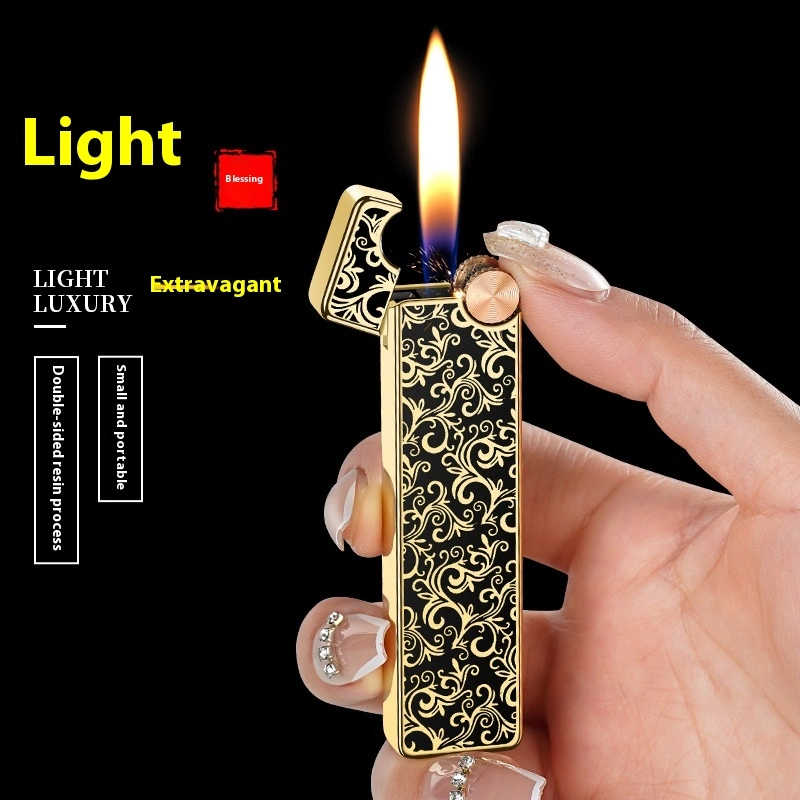 New Resin Slim Strip Creative Personality Metal Inflatable Grinding Wheel Flame Lighter